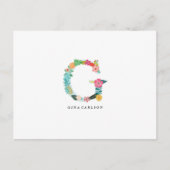 Floral Letter Monogram Initiaal - G - Flat Card Briefkaart (Voorkant)