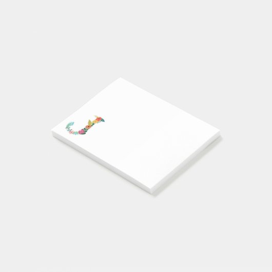 Floral Letter Monogram Initiaal - J - Post-it® Notes (Schuin)