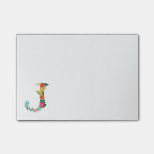 Floral Letter Monogram Initiaal - J - Post-it® Notes