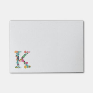 Floral Letter Monogram Initiaal - K - Post-it® Notes