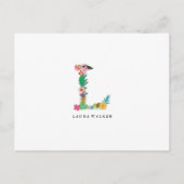 Floral Letter Monogram Initiaal - L - Flat Card Briefkaart (Voorkant)