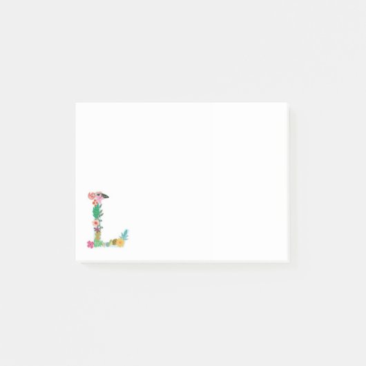 Floral Letter Monogram Initiaal - L - Post-it® Notes (Voorkant)