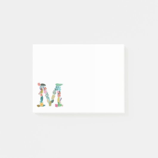 Floral Letter Monogram Initiaal - M - Post-it® Notes (Voorkant)