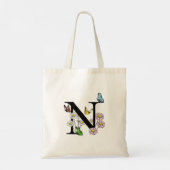 Floral letter N Tote Bag (Achterkant)