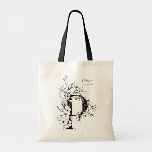 Floral Letter P Boerkwekerij botanische monogramme Tote Bag