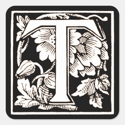 Floral Letter "T" - Sticker (Voorkant)