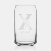 Floral Letter X Monogram en gepersonaliseerde naam Blikvorm Glas (Achterkant)