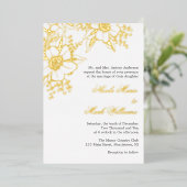 Floral Letterpress Style Wedding Folie Uitnodiging (Staand Voorkant)