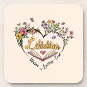 Floral Librarian Heart Bier Onderzetter (Voorkant)