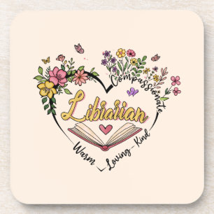 Floral Librarian Heart Bier Onderzetter