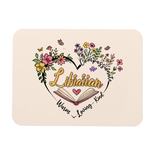 Floral Librarian Heart Magneet (Horizontaal)