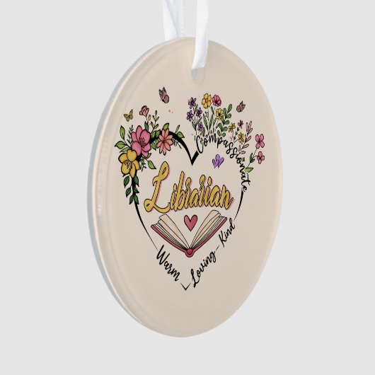 Floral Librarian Heart Ornament (voorkant)