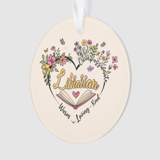 Floral Librarian Heart Ornament (voorkant)