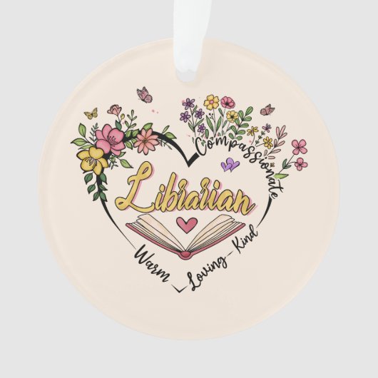 Floral Librarian Heart Ornament (voorkant)