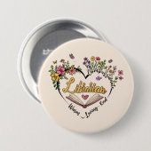 Floral Librarian Heart Ronde Button 7,6 Cm (Voorkant /achterkant)