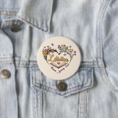 Floral Librarian Heart Ronde Button 7,6 Cm (In situ)