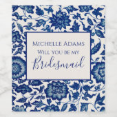 Floral Life Bridesmaid Wine Label Wijn Etiket (Enkel label)