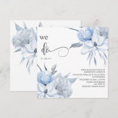 *~* Floral Light Blue Bouquet AR15 QR RSVP WEDDING Kaart (Voorkant / Achterkant)