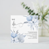 *~* Floral Light Blue Bouquet AR15 QR RSVP WEDDING Kaart (Staand voorkant)