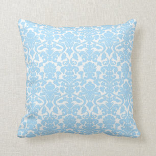  Floral Light Blue Damask Seal Pillow Kussen