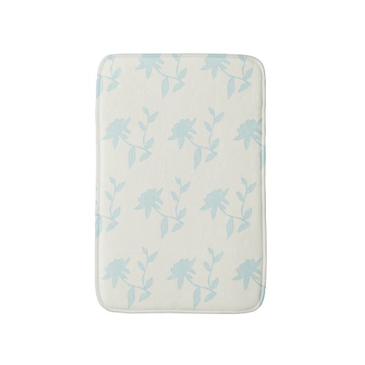 Floral | Light Blue Flowers Bath Mat (Voorkant Verticaal)