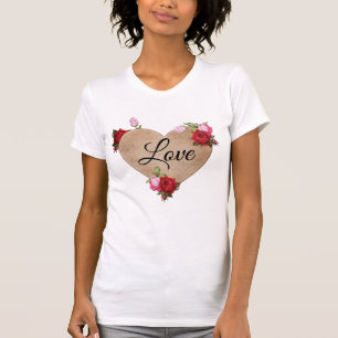 Floral Light brown Heart met Rozen T-shirt