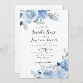 Floral Light Dusty Blue Botanical Wedding Kaart (Voorkant / Achterkant)