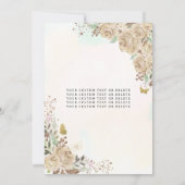 Floral Light Gold Princess Birthday Quinceanera Kaart (Achterkant)