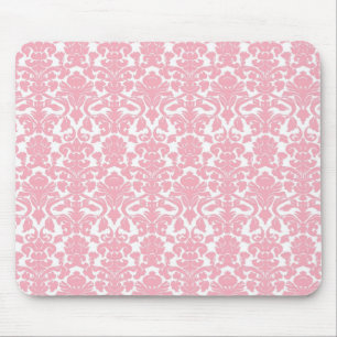  Floral Light Pink Damask Mousepad Muismat