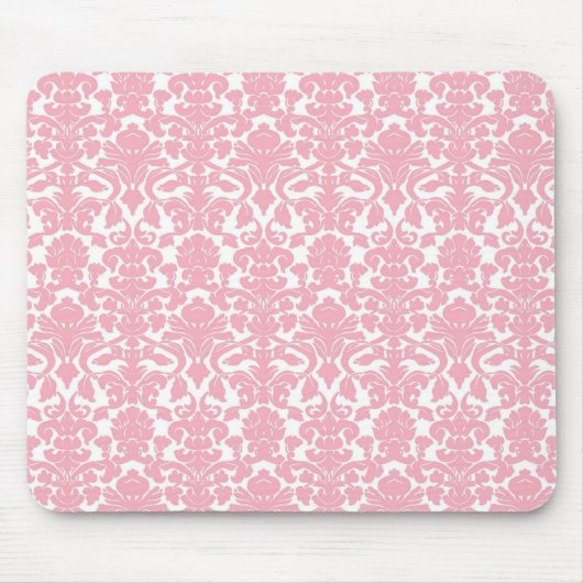 Floral Light Pink Damask Mousepad Muismat (Voorkant)