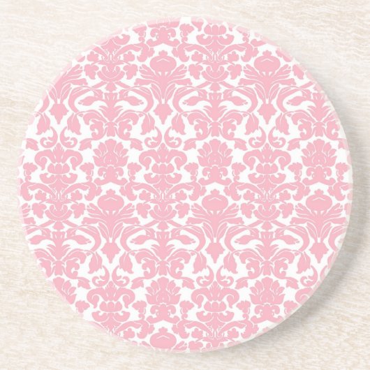  Floral Light Pink Damask Onderzetter (Voorkant)