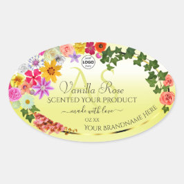 Floral Light Yellow Product Labels Monogram Logo