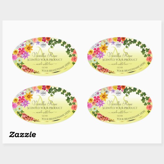 Floral Light Yellow Product Labels Monogram Logo (Vel)
