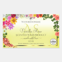 Floral Light Yellow Product Labels Monogram Logo