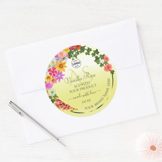 Floral Light Yellow Product Labels Monogram Logo (Envelop)