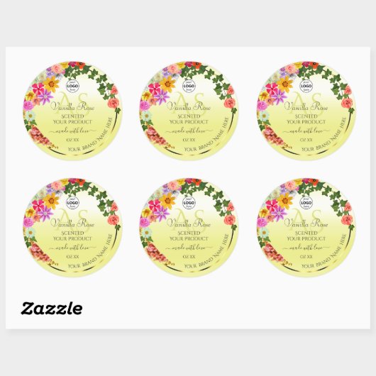 Floral Light Yellow Product Labels Monogram Logo (Vel)