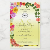 Floral Light Yellow Product Labels Monogram Logo Voedselcontainer Etiket (Enkel label)