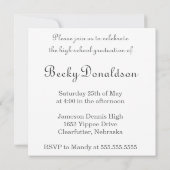 Floral Lijst Black en White Afstuderen Invite Kaart (Achterkant)
