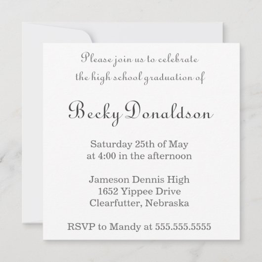 Floral Lijst Black en White Afstuderen Invite Kaart (Achterkant)