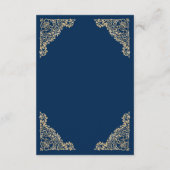 Floral Lijst Blue en Gold Islamic Muslim Mehndi Informatiekaartje (Achterkant)