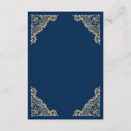 Floral Lijst Blue en Gold Islamic Muslim Mehndi Informatiekaartje (Achterkant)