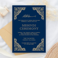 Floral Lijst Blue en Gold Islamic Muslim Mehndi