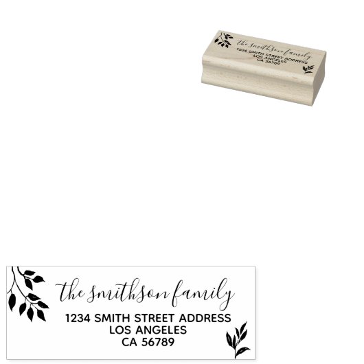 Floral Lijst Botanical Signature Family Leaves Rubberstempel (Gestempeld)