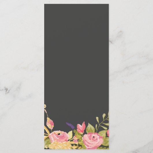 Floral Lijst Bruiloft Menu Kaart (Achterkant)