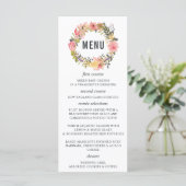 Floral Lijst Bruiloft Menu Kaart (Staand voorkant)