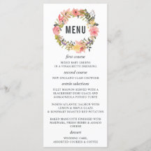Floral Lijst Bruiloft Menu Kaart