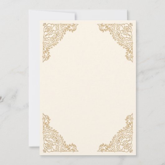 Floral Lijst Cream en Gold Islamic Muslim Weduwen Kaart (Achterkant)