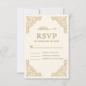 Floral Lijst Cream en Gold Islamic Muslim Weduwen RSVP Kaartje (Voorkant)