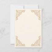 Floral Lijst Cream en Gold Islamic Muslim Weduwen RSVP Kaartje (Achterkant)