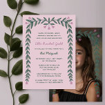 Floral Lijst Custom Photo Bat Mitzvah Meisje Kaart<br><div class="desc">Perfecte kaart om een bat mitswa, bar mitswa of andere Joodse viering aan te kondigen! Hand getekende kunst voor u aan de voor- en achterkant! VOLLEDIG ! Klik hierboven op "Personaliseren" om de tekst te bewerken en uw foto aan de achterzijde toe te voegen. Klik op "bewerken met het ontwerpgereedschap"...</div>